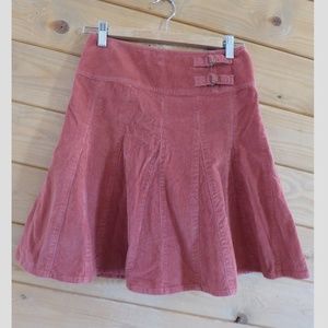 Garnet Hill Pink Light Brown Corduroy Mini Skater A-line Skirt Size 2P Cotton